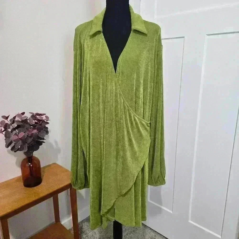 NWT Princess Polly Party Time Green Wrap Dress - Size 18 - Perfect for Holidays!